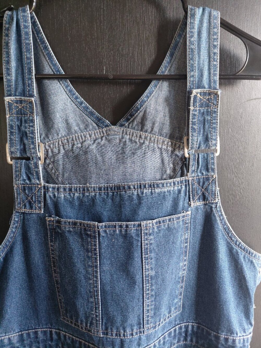 Vintage 90s Denim Overall Dress Utility Pockets Pinafore Large - Picture 8 of 11